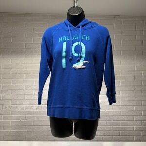Hollister Blue Graphic Hoodie Sweatshirt Seagull Surf Casual Athleisure